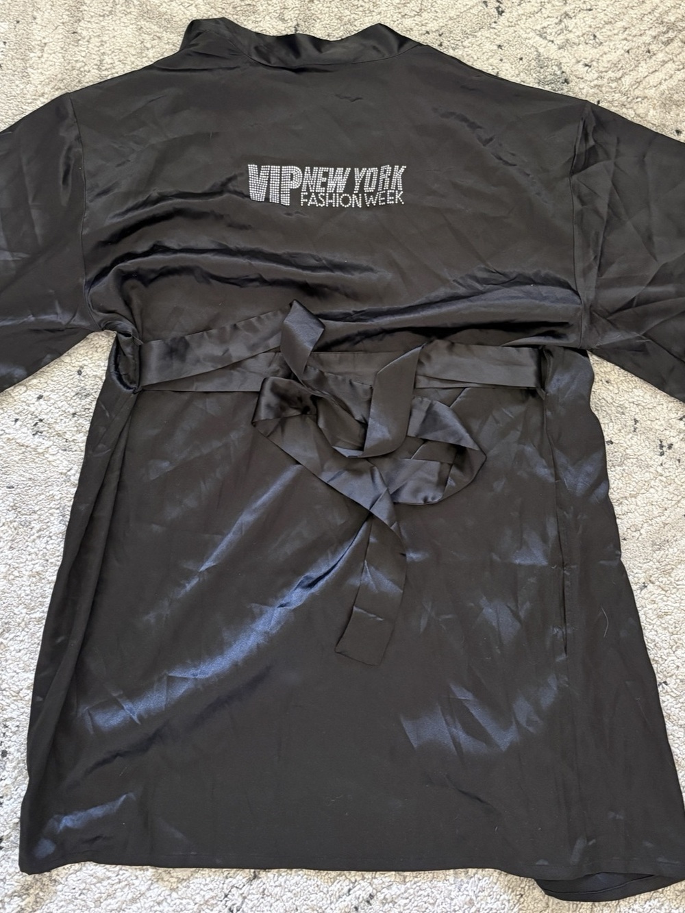 TURQUAZ Satin Kimono Robe Black Wrap Robe Small